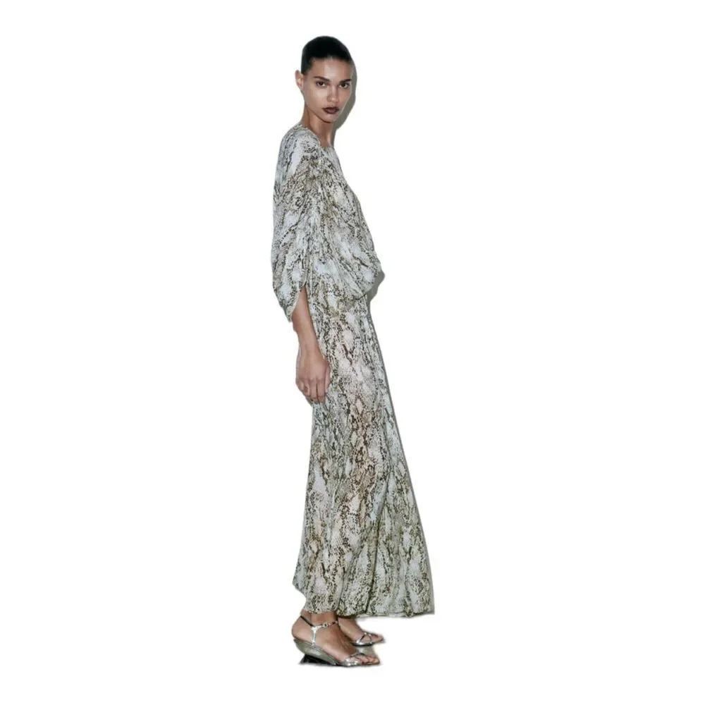 ZARA | Snake | ANIMAL PRINT WIDE LEG PANTS - Picture 7 of 13